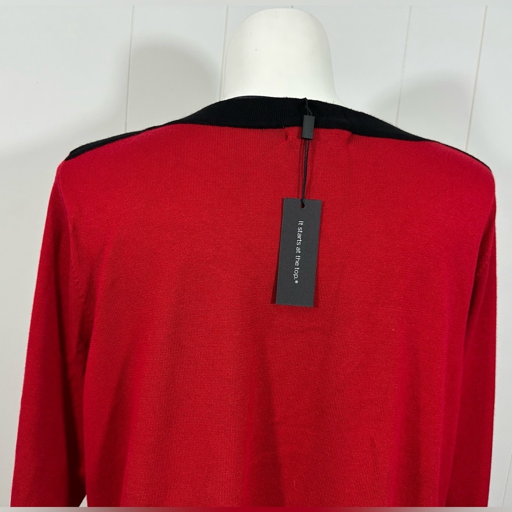 NWT Cable & Gauge Black Red Tunic Boatneck Sweater Plus Sz 3X 3/4 Sleeve - Picture 6 of 10